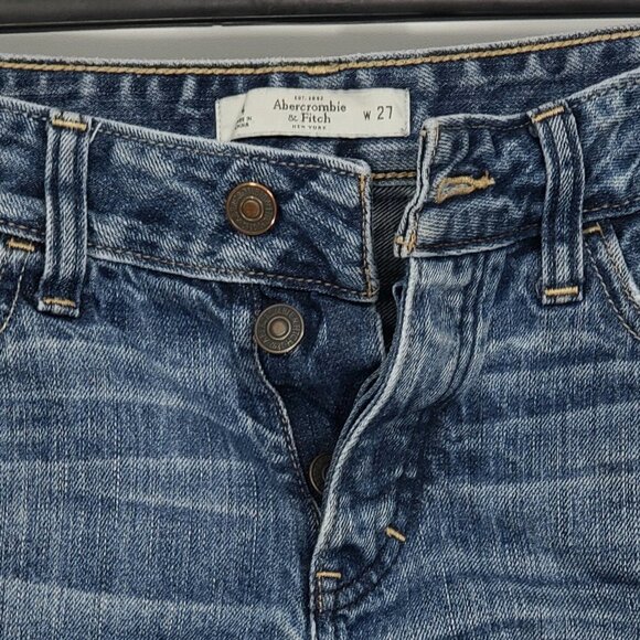 Abercrombie & Fitch  Button Fly Cuffed Denim Shorts  Size 27 - Picture 2 of 3